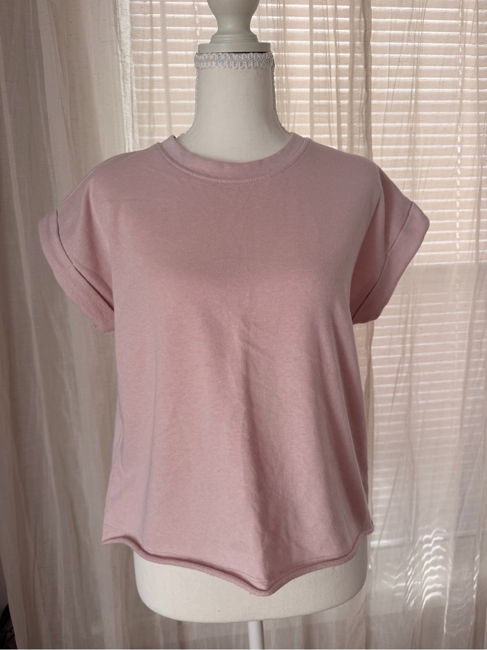 Splendid Light Pink Short Sleeve Rolled-Cuff Crew Tee